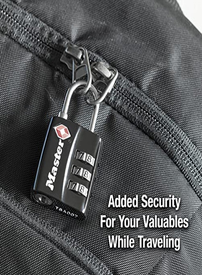 Master Lock Black TSA-Approved Luggage Lock with Wide Lock Body and Thin, Durable Steel Shackle, Zipper Lock for Backpacks, Luggage, 3 pk, 4680BLKEC3 - Image 4