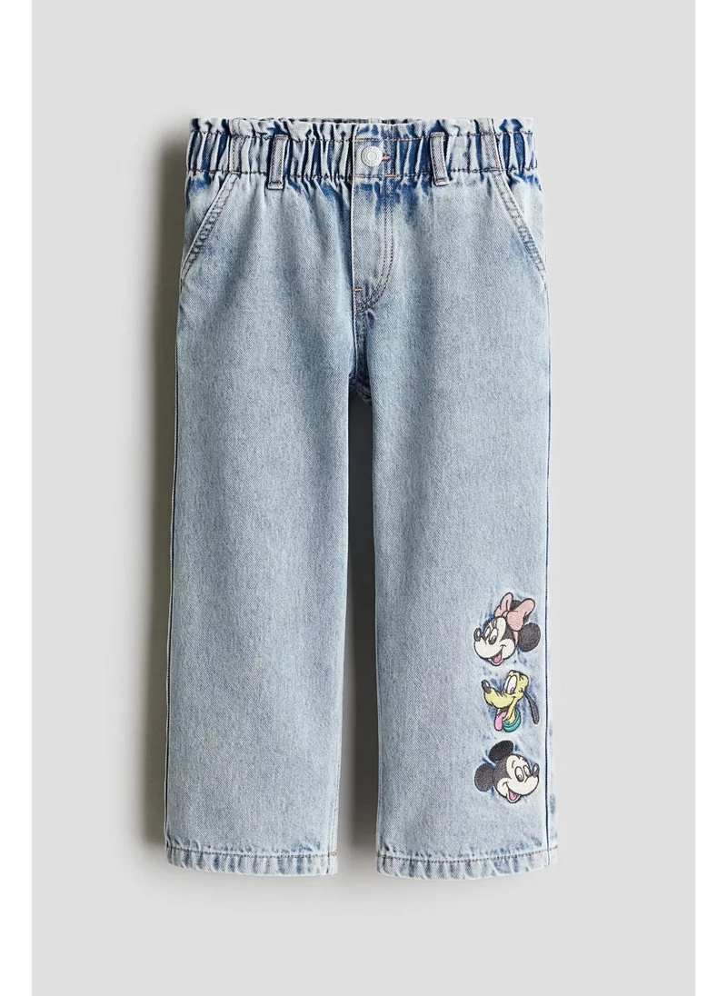 H&M Motif-detail Wide Leg Jeans