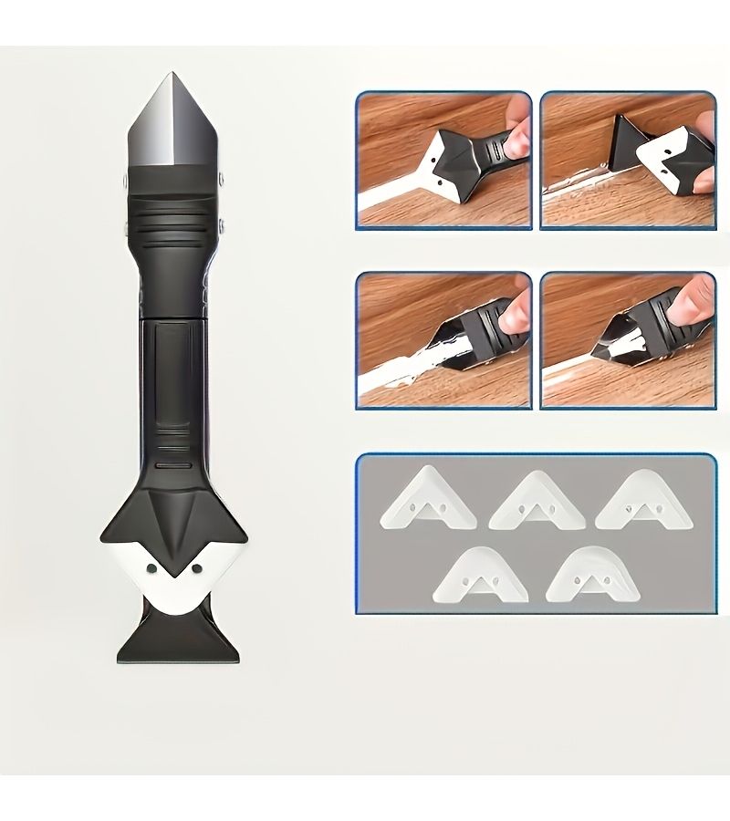 6pcs Black Upgraded Version Three In One Multi Functional Manual Joint Filling Tool Ergonomic Handle Durable Stainless Steel Tip Easy To Clean For Floor Tile Adhesive Removal Home Decoration And Household Cleaning - Image 2