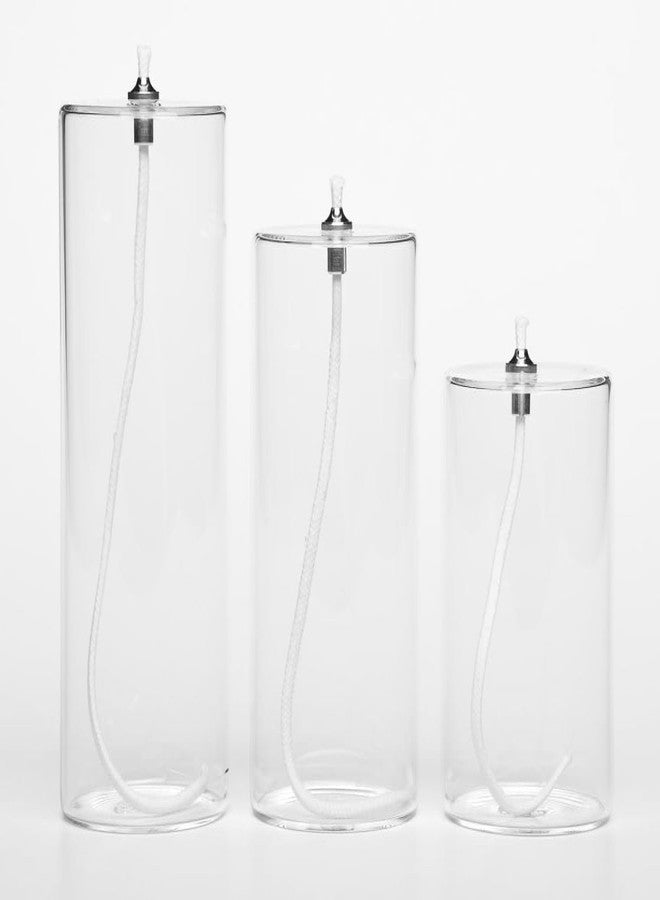 فايرفلاي شموع زيتية زجاجية قابلة لإعادة التعبئة من فايرفلاي فيولز - مجموعة من 3 شموع سائلة قابلة لإعادة الاستخدام على شكل أعمدة لإضفاء جو مميز، ولإضاءة المناسبات والحالات الطارئة - تأتي مع 16 أونصة من زيت البارافين - Image 1