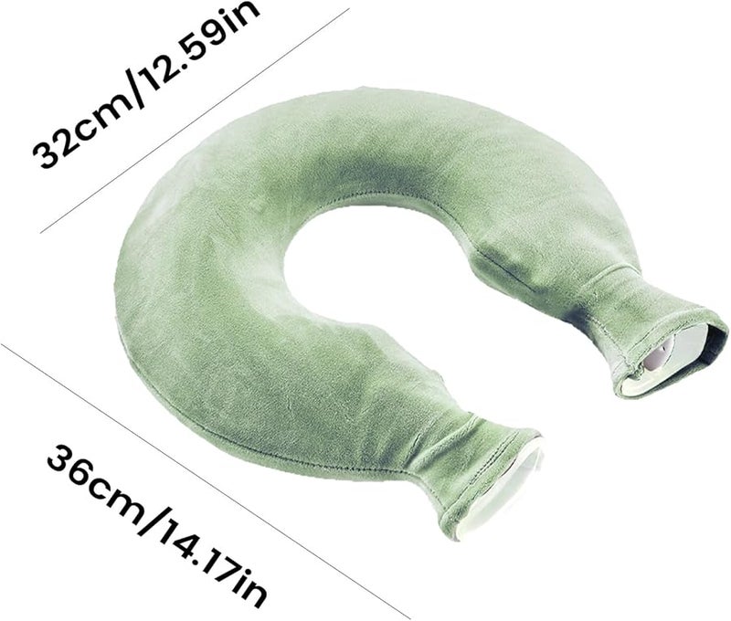 U Shape Fleece Covered Hot Water Bottle For Neck And Shoulder Pain Relief - Image 3
