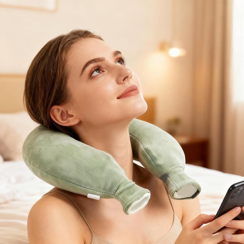U Shape Fleece Covered Hot Water Bottle For Neck And Shoulder Pain Relief - Image 4