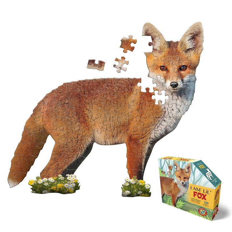 Madd Capp LiL FOX 100 Piece Jigsaw Puzzle For Ages 5  4001  Unique AnimalShaped Border Poster Size when completed Puzzle Pieces Are Oversized For Easy Handling Includes Educational Fun Facts - Image 2