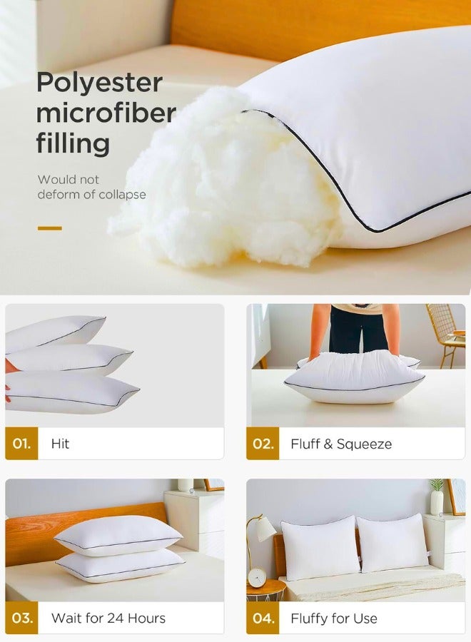 Chase Up Cooling Bed Pillows for Sleeping, Luxury Hotel Quality 3D Microfiber Filling with Breathable Cover for Side Back and Stomach Sleepers, Reduces Neck Pain, Queen (Pack of 2), White 2 Count - Image 3