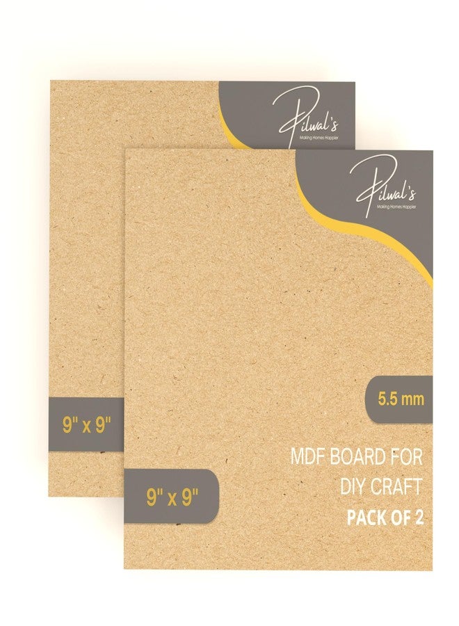 Pilwal's ™ 9"x9" inch MDF Sheets - Smooth Unfinished Square - MDF Board Coutouts for Craft DIY Art, lippan Art, Painting, Decoupage, Resin Art, Pyrography, Laser Cutting. (9"x9" inch, 2 Piece) - Image 1