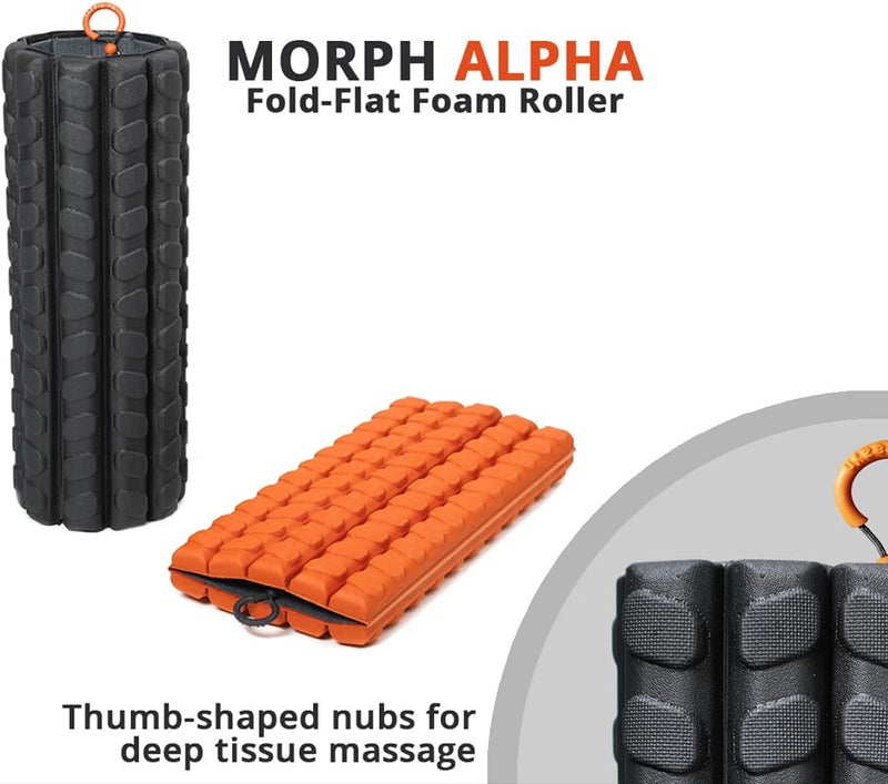 Brazyn Morph Foam Roller (Alpha-Midnight) Collapsible Travel Foam Roller for Back Pain Relief, Workout Muscle Recovery, Back Massager, Deep Tissue Leg Massage, Back Cracker, Stretcher; Small, Portable - Image 2