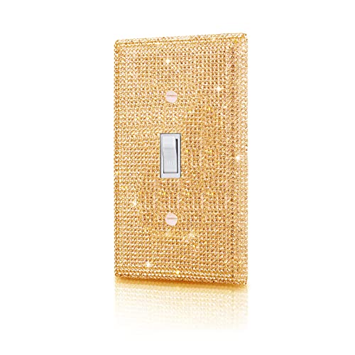 Gaocai Shiny Golden Rhinestones Wall Plates Light Switch Decorative Cover Plate Single Toggle Rhinestones Outlet Covers Wall Plate Decorative - Image 1