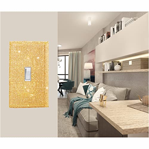 Gaocai Shiny Golden Rhinestones Wall Plates Light Switch Decorative Cover Plate Single Toggle Rhinestones Outlet Covers Wall Plate Decorative - Image 4