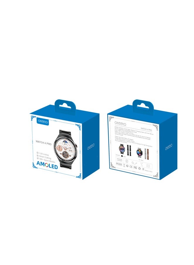 Oteeto AMOLED Full Screen Smart Watch Supports 4G and Bluetooth Calls, Smart Health Monitoring, Long Range Battery, Stylish Design, Android & iPhone – Watch 4 Pro Edition - Image 3