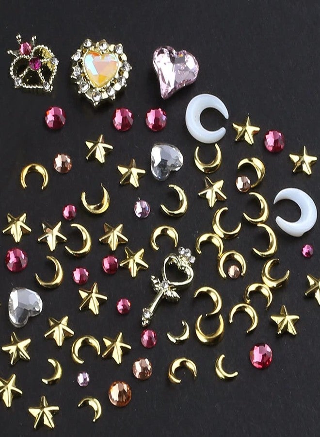 Dornail 3D Nail Charms for Acrylic Nails Crystal Heart Nail Rhinestones Star Moon Alloy Nail Art Charms Colorful Nail Gems Nail Decorations for Nail Art Rhinestones for Nails Supply (Style 1) - Image 4