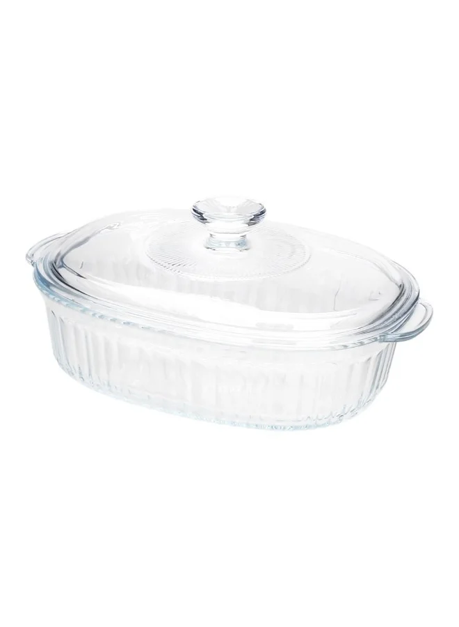 DANUBE HOME Chef'S Delight Oval Glass Casserole With Lid Durable And Stylish Perfect For Baking Roasting And Serving Ideal For Everyday Use Or Special Occasions 2800Ml