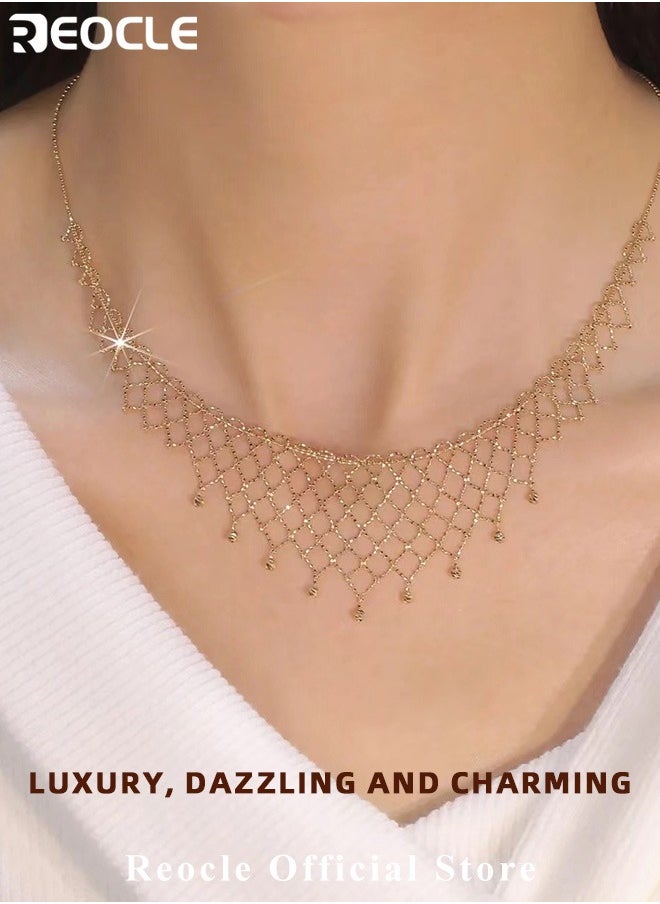 REOCLE - Women's Necklace Necklace Dainty Gold Chain Choker Necklace 14K Gold Plated Handmade Boho Necklace Delicate Simple Minimalist Choker Necklace as Jewelry Gifts - Image 1