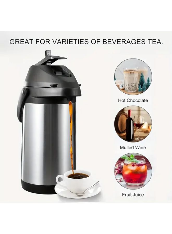 1.9L 64oz Thermal Coffee Carafe With Pump Double Wall Vacuum Insulated Stainless Steel Coffee Dispenser Leakproof Pump System Cleaning Towel 12 Hour Hot 24 Hour Cold Retention Large Capacity Beverage Server For Home Office Parties No Electricity Needed - Image 4