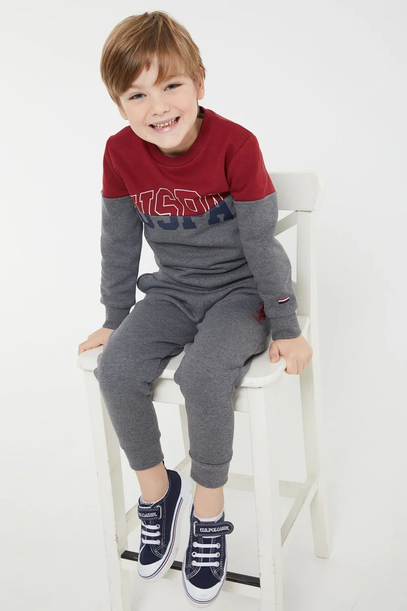 يو اس بولو اسن BASE. Polo Assn. Base. Polo Assn Licensed Claret Red Boy's Tracksuit Set