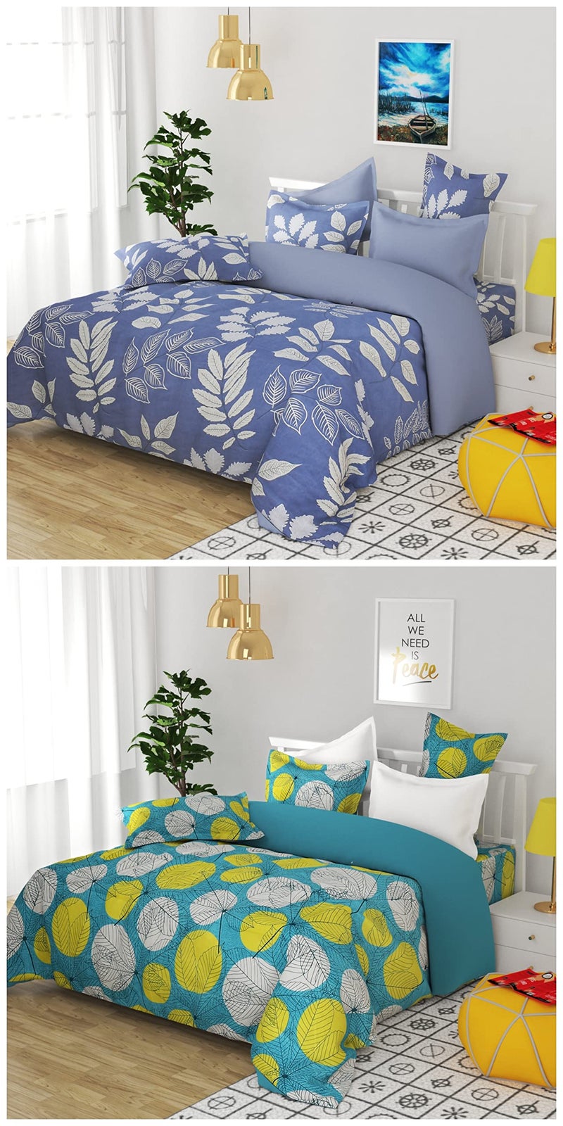 VAS COLLECTIONS Prime Collection Combo Pack of 2 Double Bedsheet with 4 Pillow Covers | 180 TC Soft Brushed Cotton-Blend -Long Lasting & Wrinkle Free for 7.5X7 Ft Set of 6 Peice (Greens) - Image 4