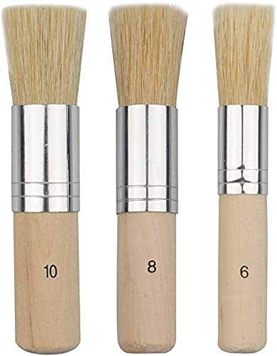 AmigozZ فرشاة قوالب خشبية من أميغوز 3 قطع، فرش طبيعية مثالية للرسم بالأكريليك، الرسم بالزيت، الرسم بالألوان المائية، مشاريع القوالب، صنع البطاقات والحرف الفنية اليدوية - Image 1