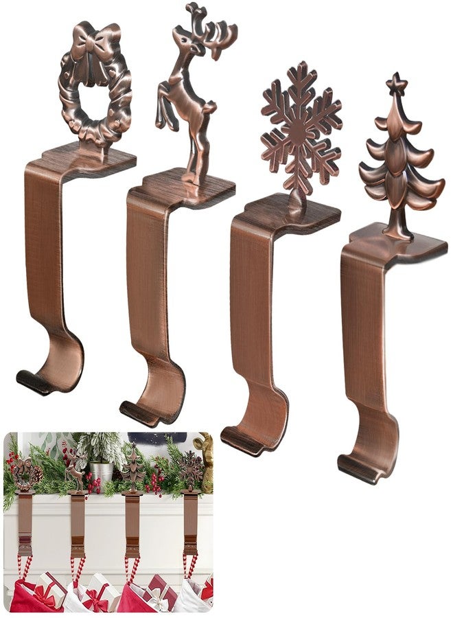Komotu Christmas Stocking Holders for Mantle Set 4, Upgrade Stable Non-Slip Fireplace Holder, Metal Hangers for Mantle, Mantel Clip for Xmas Party Decoration (Bronze) - Image 1
