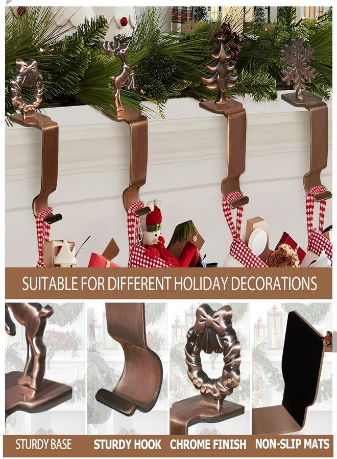 Komotu Christmas Stocking Holders for Mantle Set 4, Upgrade Stable Non-Slip Fireplace Holder, Metal Hangers for Mantle, Mantel Clip for Xmas Party Decoration (Bronze) - Image 3