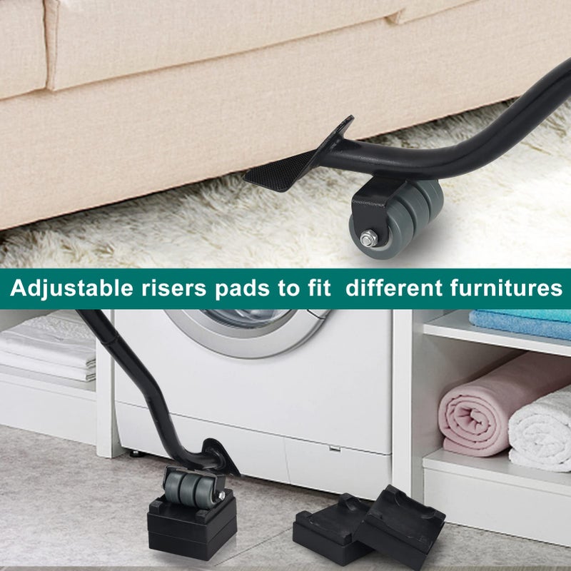 VIOBEPASS Furniture Lifter Tool  21"" Appliance Mover Tool Set For Heavy Furniture Protective Pads Sliders Wheels Up To 1000 Lb Move Sofa Furniture Easier (1 Lifter Tool+4 Heightening Block+2 Protective Pads) - Image 2