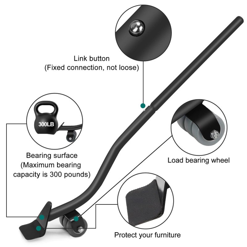 VIOBEPASS Furniture Lifter Tool  21"" Appliance Mover Tool Set For Heavy Furniture Protective Pads Sliders Wheels Up To 1000 Lb Move Sofa Furniture Easier (1 Lifter Tool+4 Heightening Block+2 Protective Pads) - Image 3