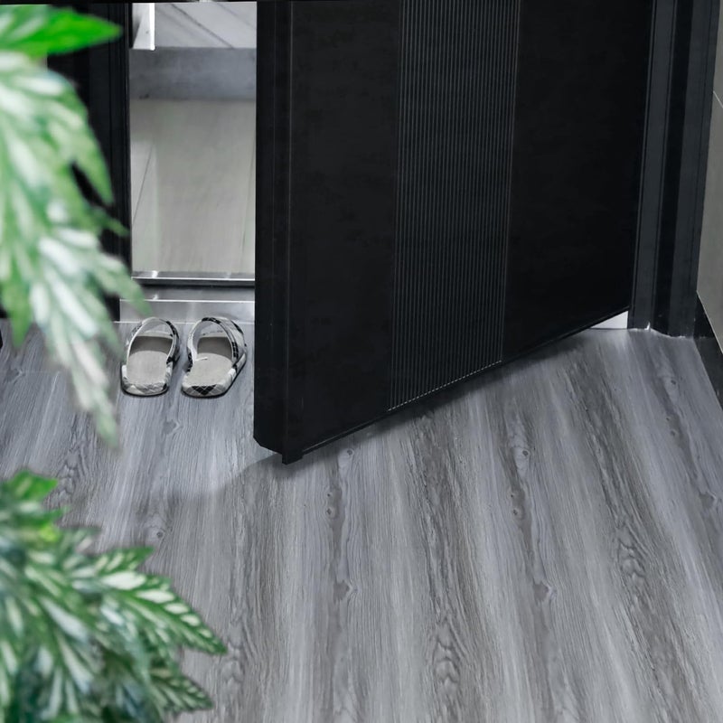 auxua Wood Grain Peel and Stick Floor Tiles â€“ 11.8â€ Width, Full Roll Length of 118" â€“ Versatile Design for Any Space, Grey Self Adhesive Vinyl Flooring, Waterproof and Non-Slip Features - Image 2