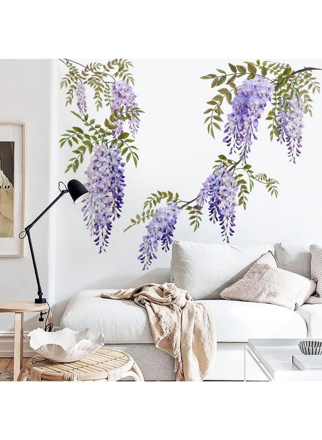 Runtoo Hanging Purple Flower Wall Art Stickers Wisteria Floral Wall Decal for Living Room Bedroom Baby Girls Nursery Wall Decor - Image 3