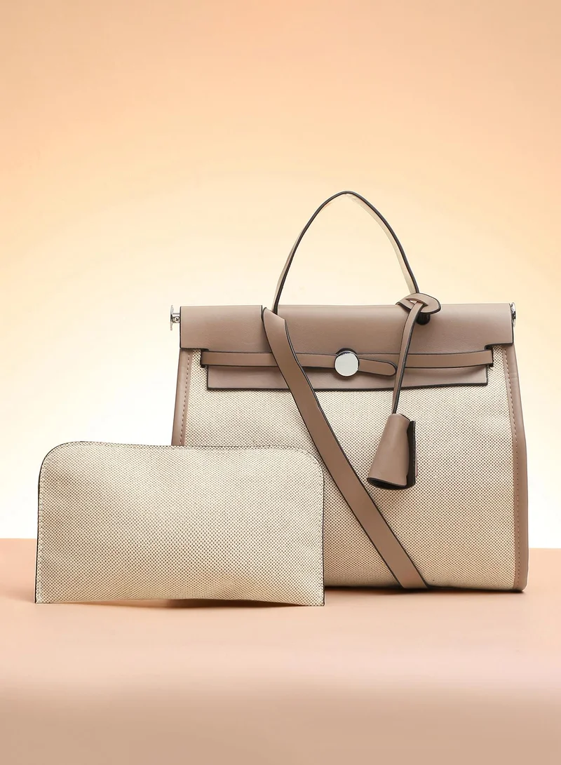 صوص هاوت Women's Structured Block With Pouch Hand Bag - Midnight Black