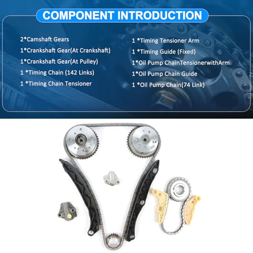 FIWARY Timing Chain Kit with VVT Gear 243502G750 for Kia Sorento Sportage Hyundai Santa Fe Sonata 2.4L 2.0L G4KJ Engine Direct OE Replacement - Image 4