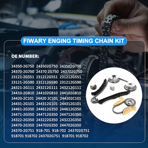 FIWARY Timing Chain Kit with VVT Gear 243502G750 for Kia Sorento Sportage Hyundai Santa Fe Sonata 2.4L 2.0L G4KJ Engine Direct OE Replacement - Image 2