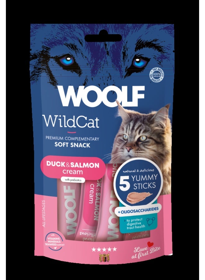 Woolf Wildcat Crem  5 Pcs Duck & Salmon + Oligosaccharides 70 g