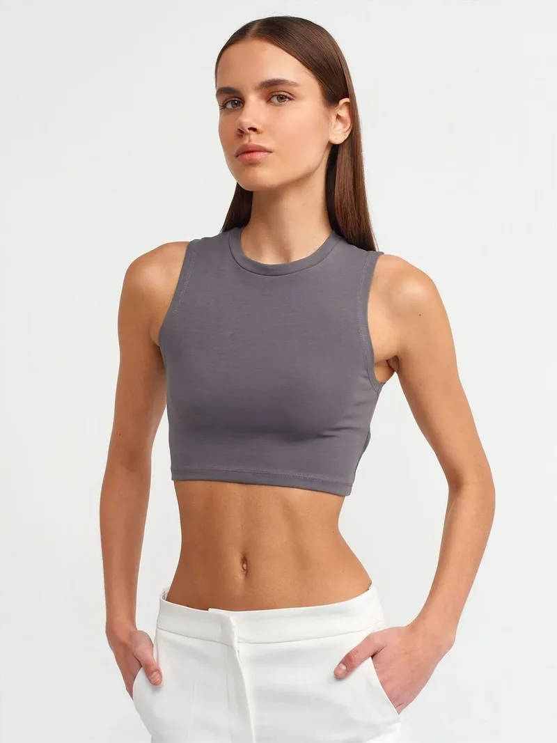 Dilvin DILVIN Sleeveless Crop Top In Cotton Jersey