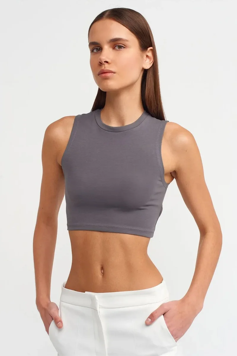 DILVIN Sleeveless Crop Top In Cotton Jersey