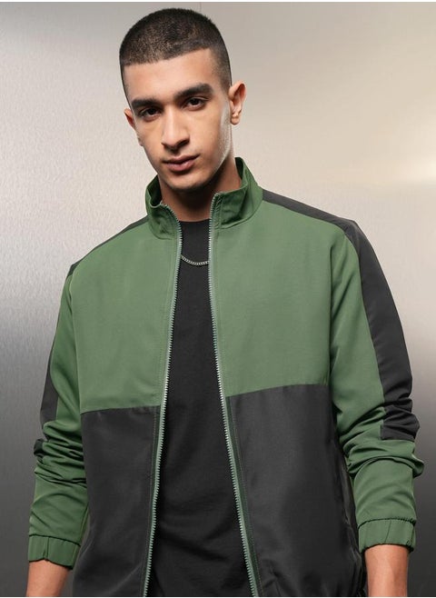 Color Block Zip Up Jacket by Styli