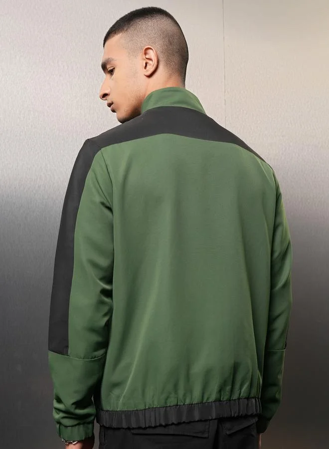 Ketch Color Block Zip Up Jacket by Styli