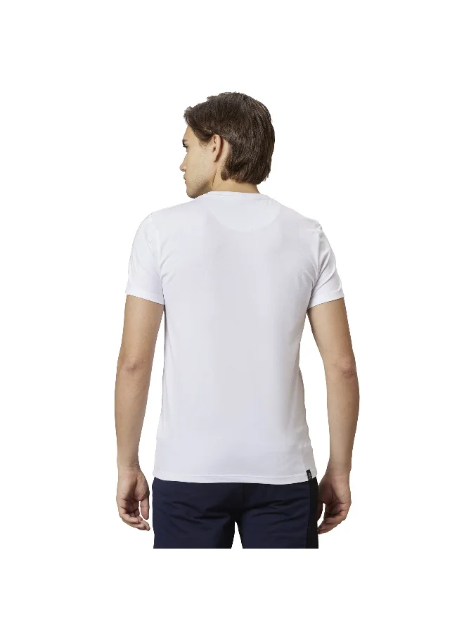 بيينغ هيومان Mens White Round Neck Short Sleeve T-Shirt