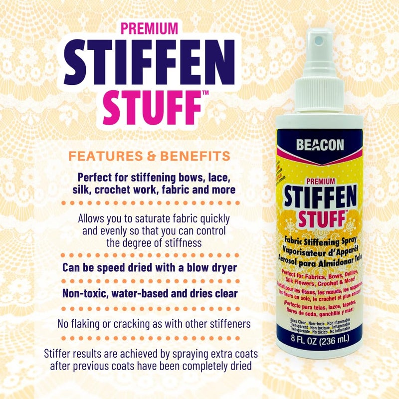 Beacon Stiffen Stuff Fabric Stiffening Spray - Quick, Even Application with No Flaking or Cracking, 8-Ounce - Image 4