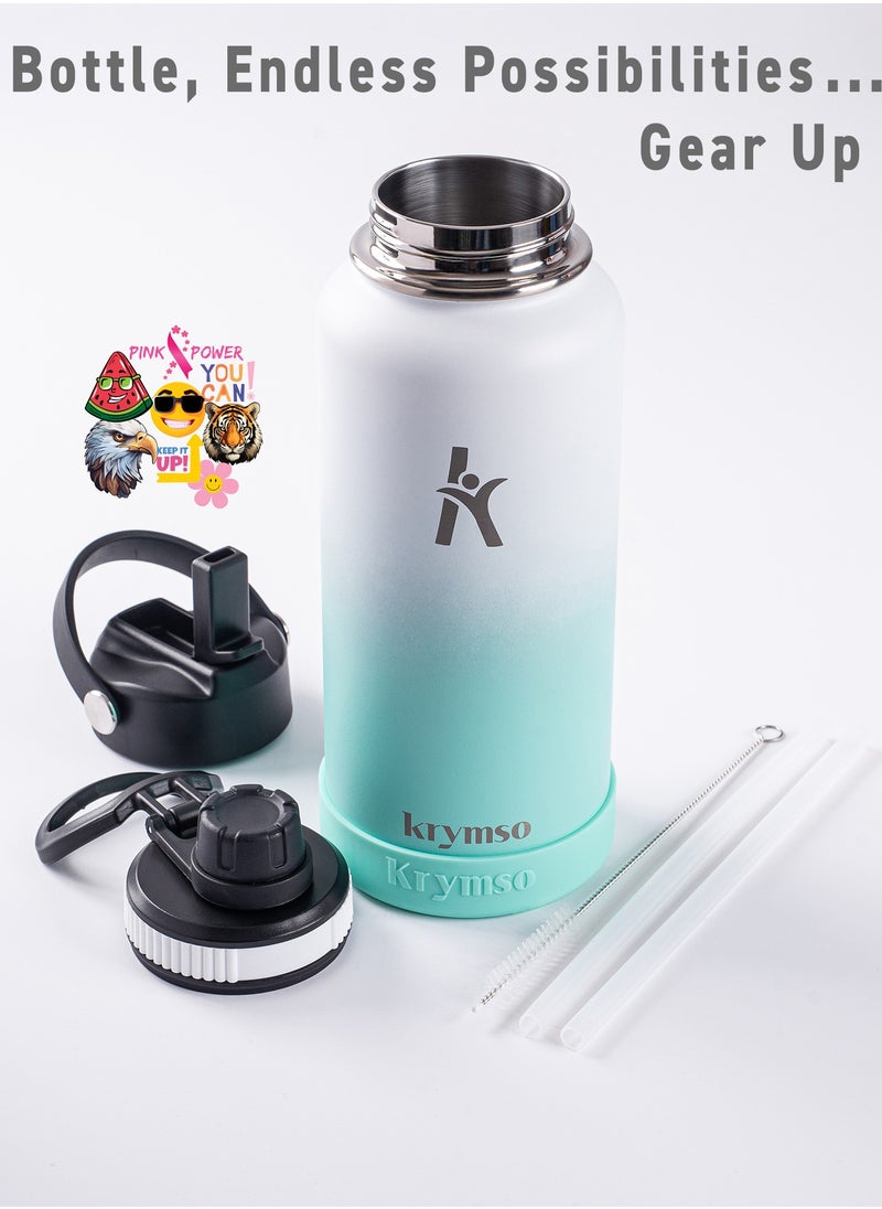 KRYMSO KRYMSO, 950ml Stainless Steel Water Bottle, Sports Bottle with Straw, Double Wall Insulated Water Bottle, Thermos Flask, Water Bottle for kids, Gym  - Image 3