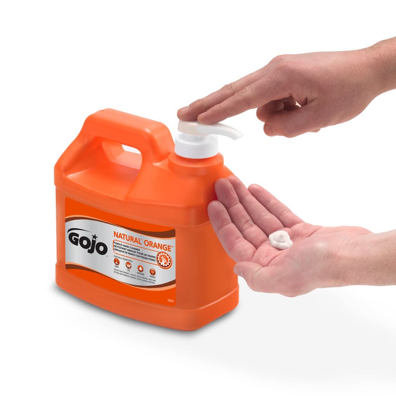 GOJO NATURAL ORANGE Pumice Hand Cleaner, 1/2 Gallon Quick Acting Lotion Hand Cleaner with Pumice Pump Bottle (Pack of 1)â€“ 0958-04 - Image 2