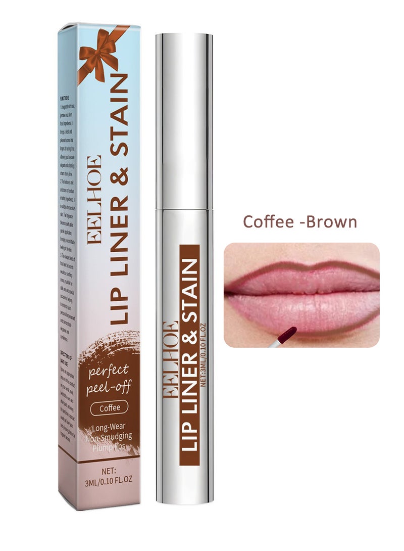 EELHOE Lip Liner & Stain, Long Lasting Waterproof Matte Lip Liner Tattoo, Moisturizing Lip Makeup for Women, 3ml Coffee - Image 1