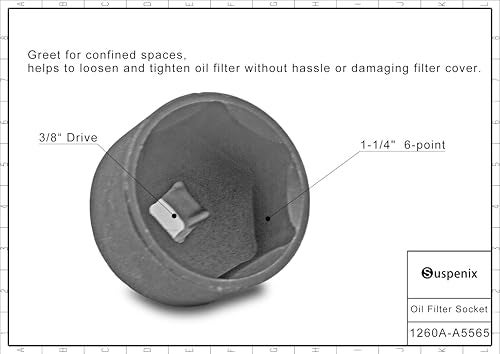 Suspenix Oil Filter Wrench Socket, Oil Filter Cap Removal Tool Compatible with Chevy Equinox Cobalt HHR Malibu Orlando, Also for Saturn Aura Ion L100 L200 LS LS1 LW1 LW200 Sky Vue (Steel) - Image 3