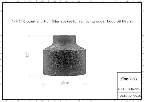 Suspenix Oil Filter Wrench Socket, Oil Filter Cap Removal Tool Compatible with Chevy Equinox Cobalt HHR Malibu Orlando, Also for Saturn Aura Ion L100 L200 LS LS1 LW1 LW200 Sky Vue (Steel) - Image 4