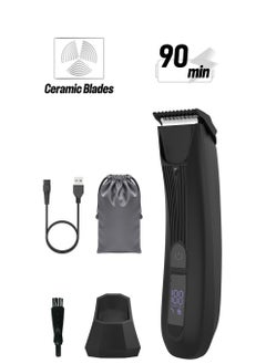 Syarme Professional Trimmer Below The Belt, Body Hair Trimmer and Shaver for Men, Waterproof Electric Body Razor with LED Display and Charging Base - Black  - Image 1
