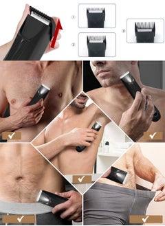Syarme Professional Trimmer Below The Belt, Body Hair Trimmer and Shaver for Men, Waterproof Electric Body Razor with LED Display and Charging Base - Black  - Image 4