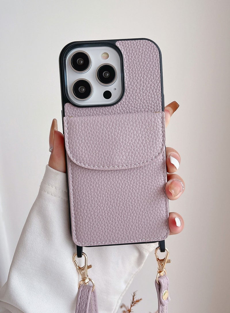 Suteni Crossbody Strap Back Cover Card Slots Leather Phone Case for iPhone