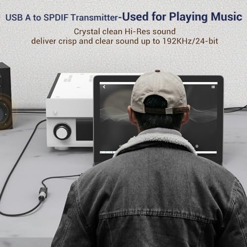 Cubilux USB A to TOSLINK Optical Audio Adapter, Unidirectional USB Type A to SPDIF Digital Converter, S/PDIF Transmitter for Computer Laptop PC PS5/4 ONLY, NOT for TV Or Other Devices - Image 2