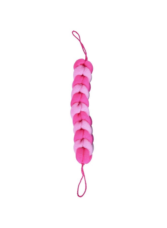 Spa Savvy Bath Loofah Body Scrubber With Rope Handles, Long Stretch Shower Back Sponge, Back Scrubber Mesh Exfoliating Braided Body Scrub For Men And Women, Pink - Image 1