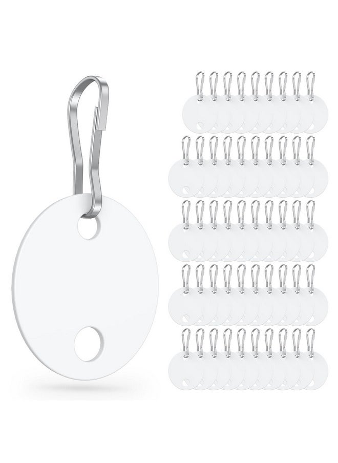 Uniclife 50 Pcs Key Tags 1 Inch Plastic Key Chain Tags With Metal Snap Hooks Double-Sided Writable White Tags Sturdy Key Item Identifiers For Home And Office  - Image 1