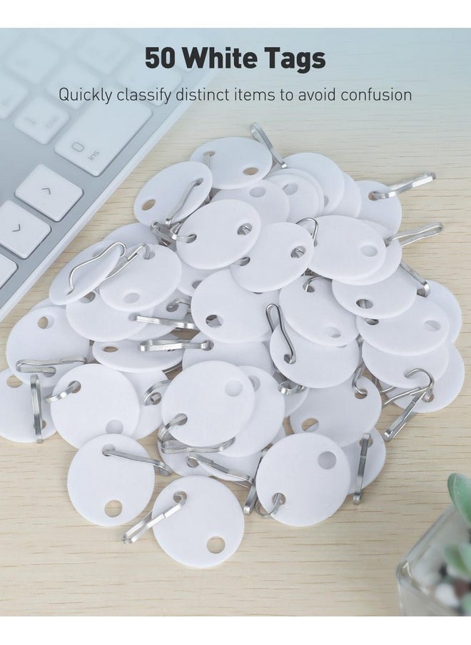 Uniclife 50 Pcs Key Tags 1 Inch Plastic Key Chain Tags With Metal Snap Hooks Double-Sided Writable White Tags Sturdy Key Item Identifiers For Home And Office  - Image 3
