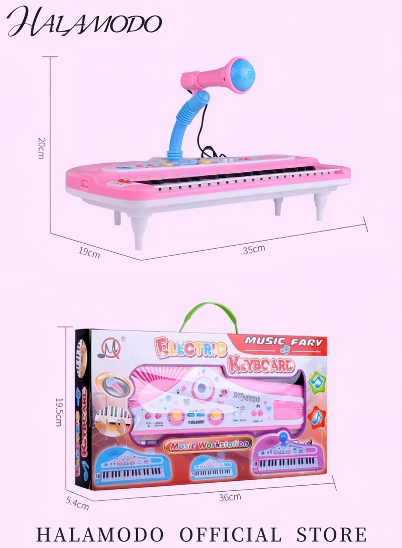 HALAMODO Kids Electric Keyboard with Wired Microphone 37 Keys Portable Digital Musical Karaoke Piano Keyboard for Beginners Musical Toy for 3/4/5/6 Year Old Girls Boys  - Image 4