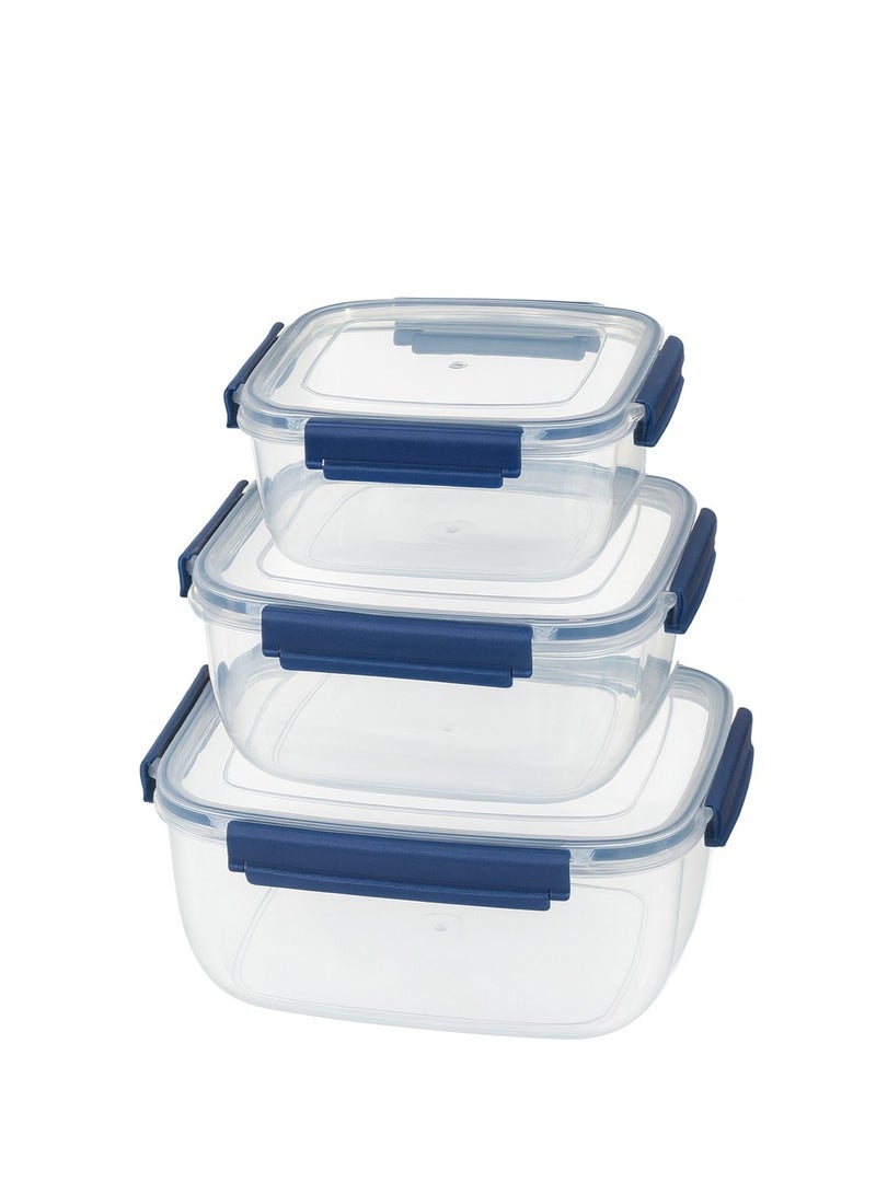 باجار طقم علب حفظ طعام بلاستيك محكمة الغلق خالية من مادة BPA للاستخدام اليومي – علب تخزين طعام مربعة 3 قطع (500 + 900 + 1500 مل) متعددة الاستخدامات لحفظ الوجبات والغداء والوجبات الجاهزة والميال بريپ Meal Prep آمنة للمايكروويف والفريزر وغسالة الصحون – علب حفظ طعام محكمة الإغلاق مانعة للتسريب لتخزين بقايا الطعام وتنظيم الثلاجة والفريزر وتخزين الوجبات الصحية وتناول الطعام خارج المنزل To-Go – مناسبة لتحضير الوجبات وإعادة الاستخدام وتخزين الطعام الجاهز للمكتب والمدرسة والمنزل والسفر – تصميم قوي متين بغطاء محكم Airtight Lids للحفاظ على نضارة الطعام لأطول فترة - Image 3